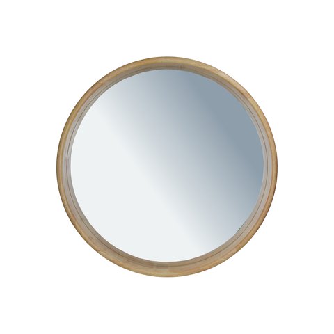 Mirror Round Rubberwood Natural