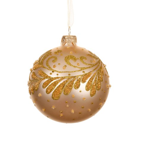 Xmas Ball Matt With Leaf Border Gold