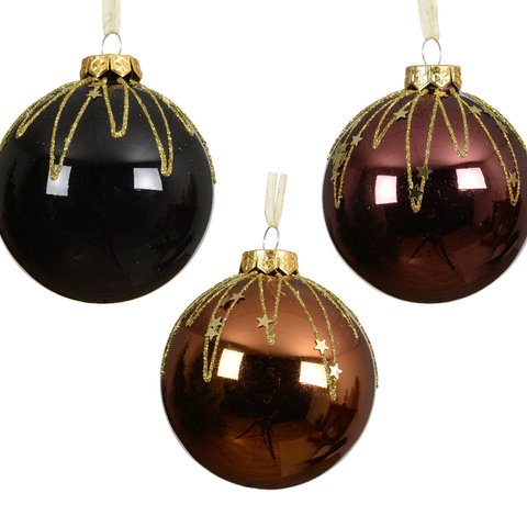 Xmas Balls Shiny With Stars And Lines