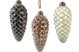 Xmas Pinecone With Silver Beads