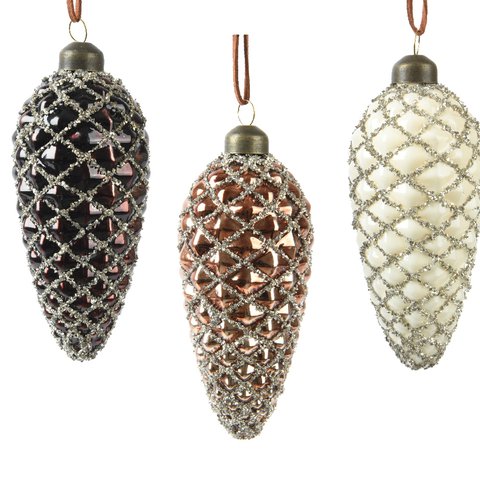 Xmas Pinecone With Silver Beads