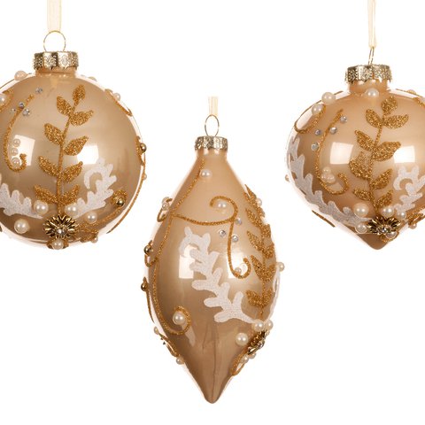 Xmas Balls Shiny With Pearl And Glitter