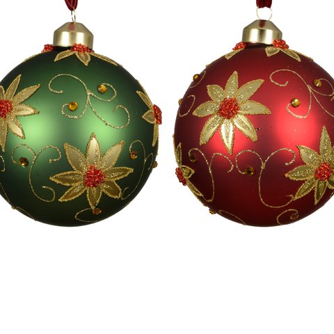 Xmas Balls Matt With Flowers