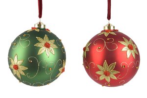 Xmas Balls Matt With Flowers