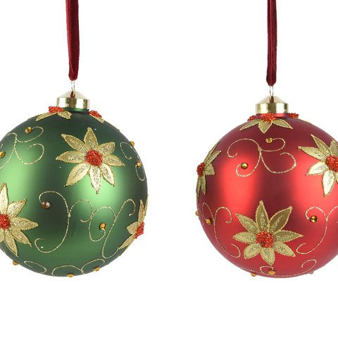 Xmas Balls Matt With Flowers