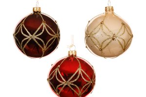 Xmas Ball Enamel & Shiny Gold Line