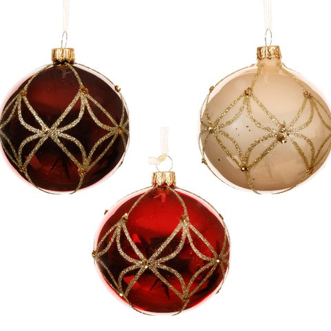 Xmas Ball Enamel & Shiny Gold Line