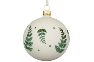 Xmas Ball Matt Green Leaves