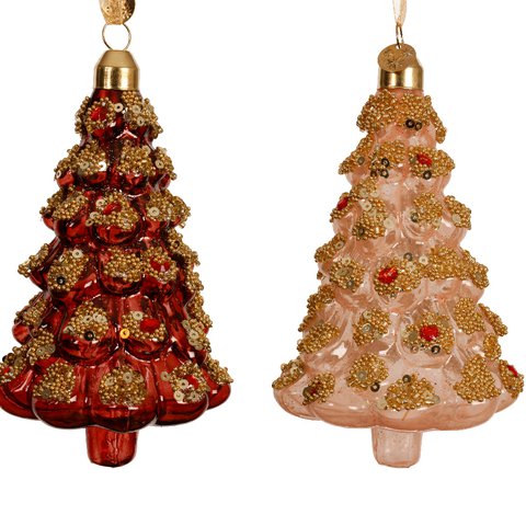 Xmas Tree Glass With Beads