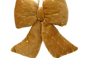Xmas Bow Velvet Gold Spangles