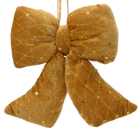 Xmas Bow Velvet Gold Spangles
