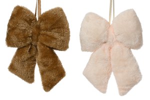 Xmas Bow Fluffy Brown Beige
