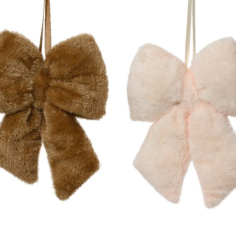 Xmas Bow Fluffy Brown Beige