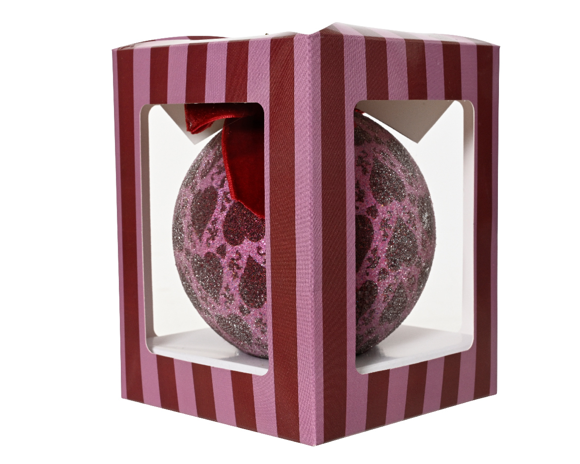 Xmas Ball With Velvet Bow & Heart