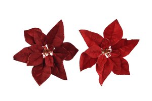 Xmas Poinsettia Clip Velvet Red