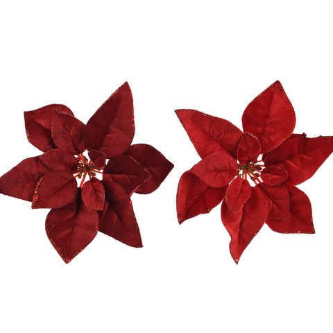 Xmas Poinsettia Clip Velvet Red