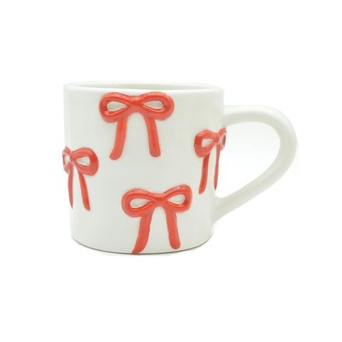 Mug With Red Bow White