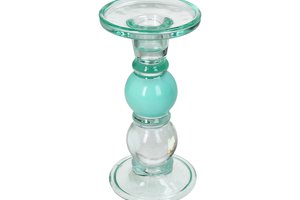 Candle Holder Glass Turquoise