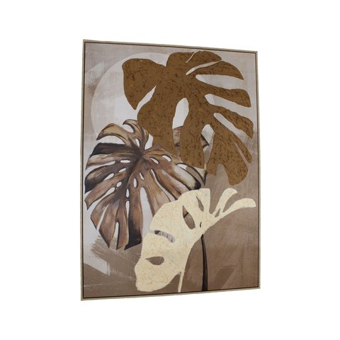 Wall Painting Canvas Leaf Brown