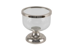 Glass Bowl On Foot Silver