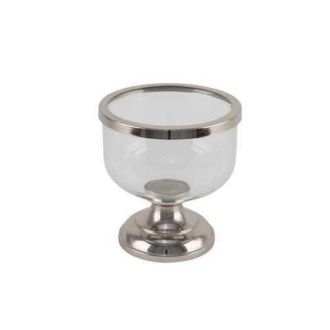 Glass Bowl On Foot Silver