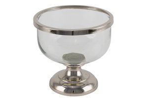 Glass Bowl On Foot Silver
