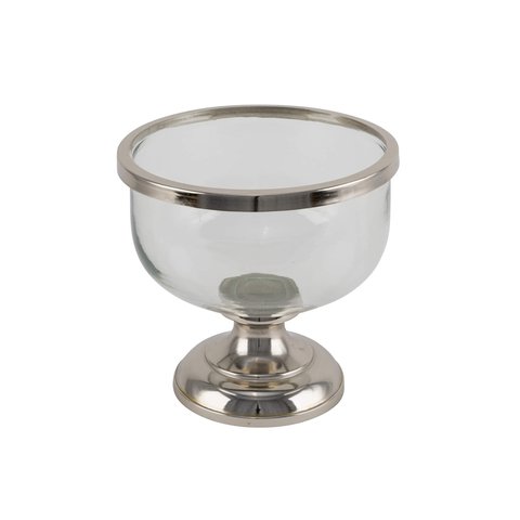 Glass Bowl On Foot Silver