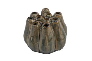 Vase Flute Olive Green Glazed