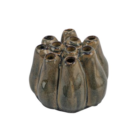 Vase Flute Olive Green Glazed