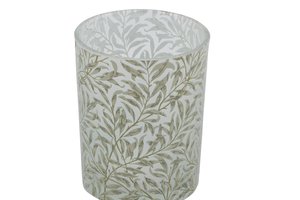 Glass Windlight Branches Green