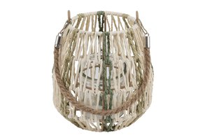 Lantern With Glass Woven With Rope