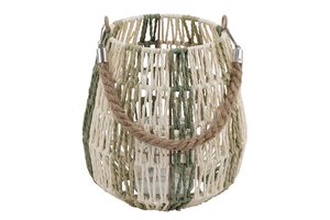 Lantern With Glass Woven Rope