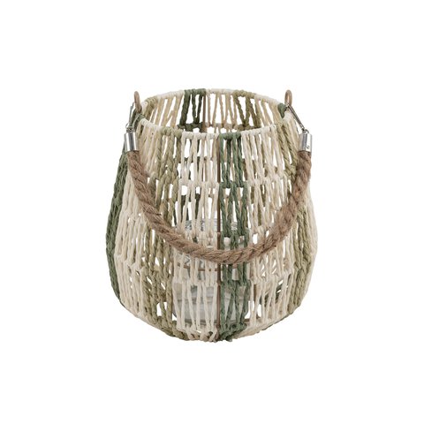Lantern With Glass Woven Rope