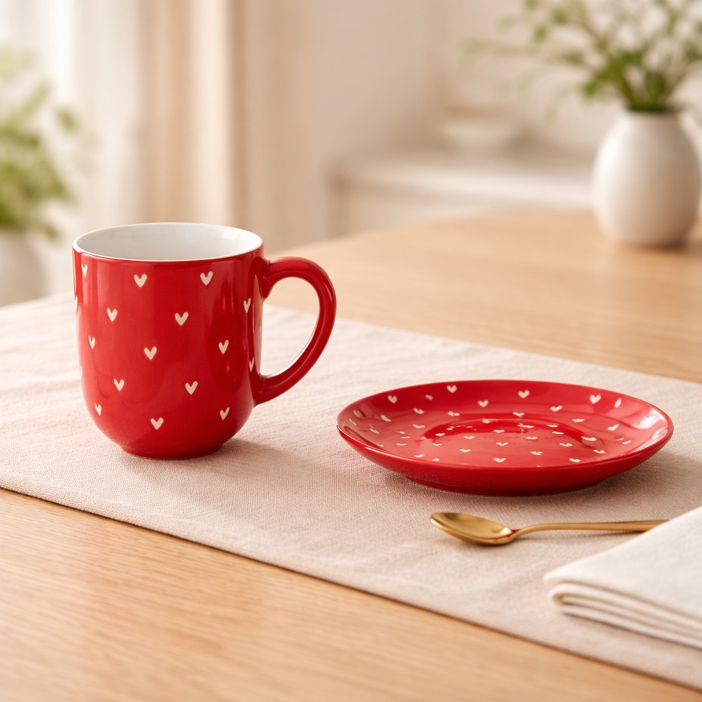 Plate With Heart Red