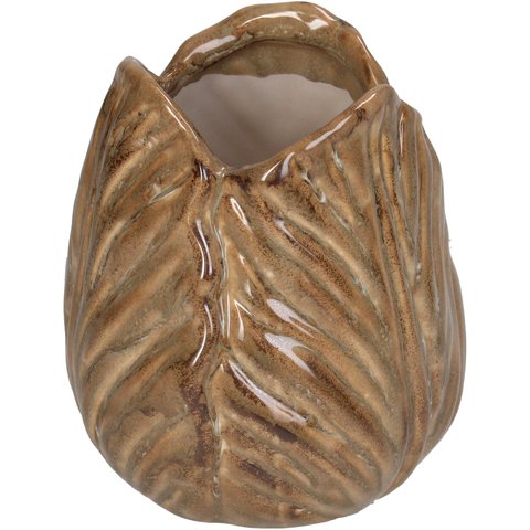 Vase Lettuce Shape Brown