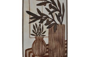 Wall Plaque With Vase & Olive Leaves
