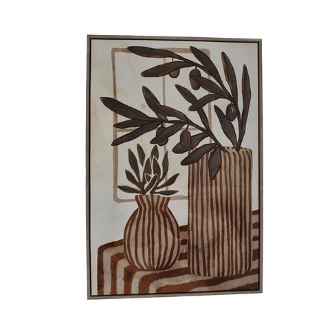 Wall Plaque With Vase & Olive Leaves