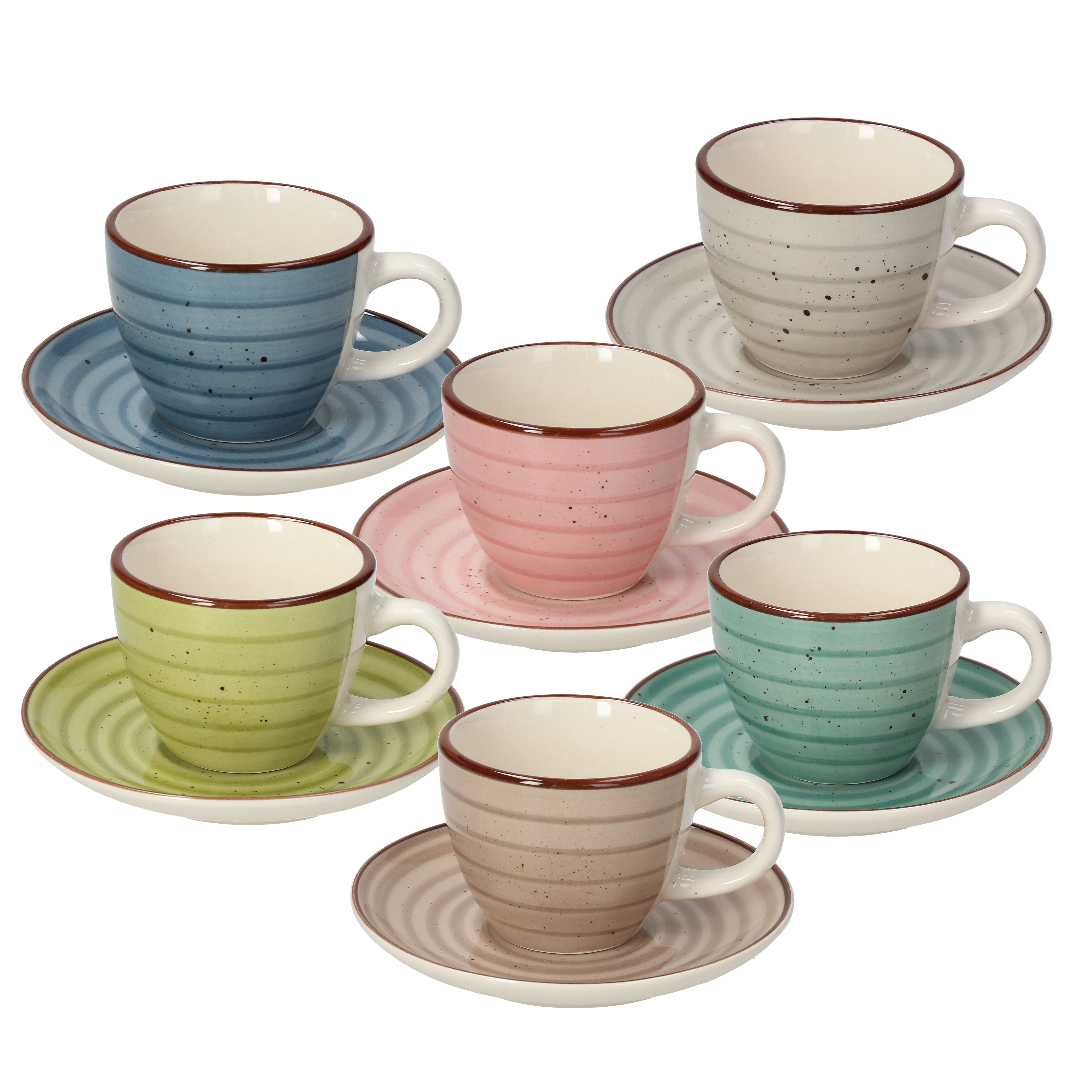 Louise Pastel Set 6pcs Coffee Cups & Saucer by Tognana