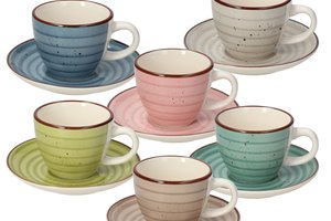 Louise Pastel Set 6pcs Coffee Cups & Saucer by Tognana