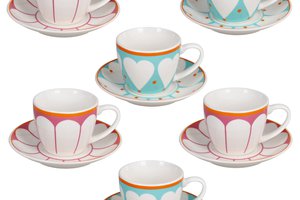 Set 6pcs Coffee Cups & Saucer With Heart by Tognana