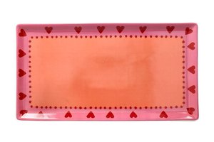 Rectangular Plate With Hearts by Tognana