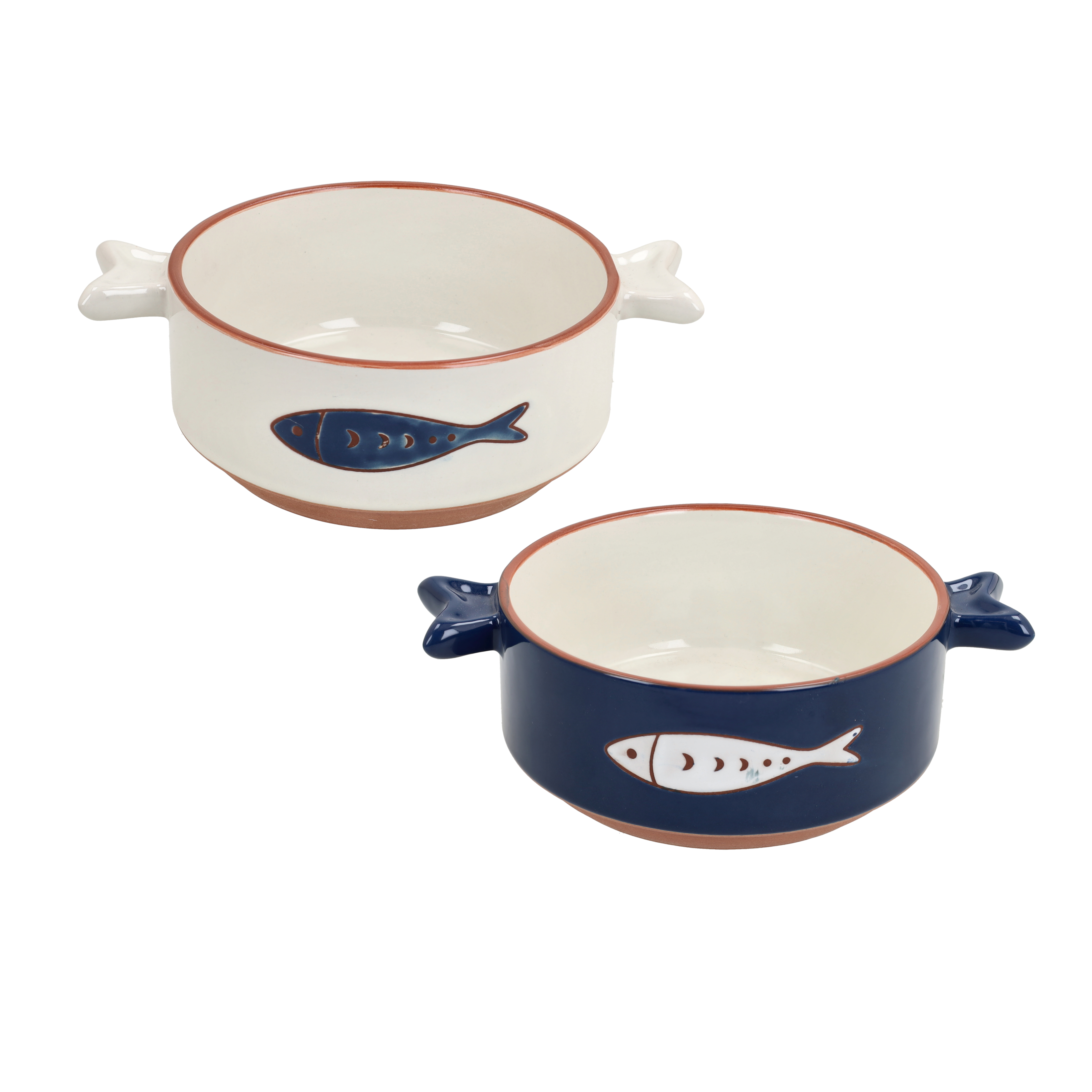 Ondina Bowl With 2 Handle & Fish by Tognana