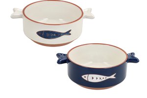 Ondina Bowl With 2 Handle & Fish by Tognana