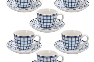 Set 6 Pcs Coffee Cup & Saucer Iris Cottage by Tognana