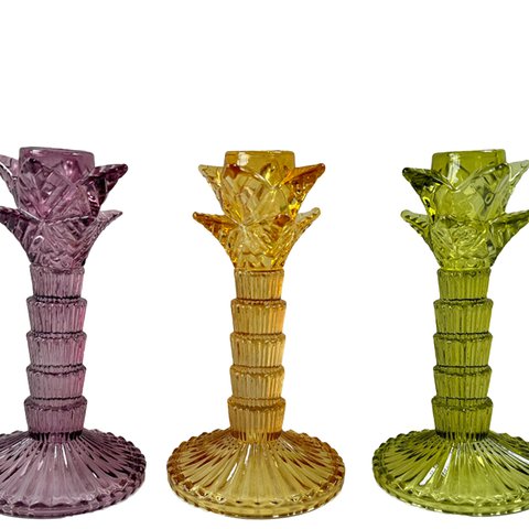 Candle Holder Glass PalmTree