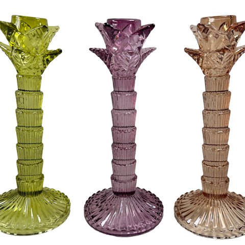 Candleholder Glass PalmTree