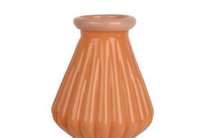 Vase Glass Scalloped Orange