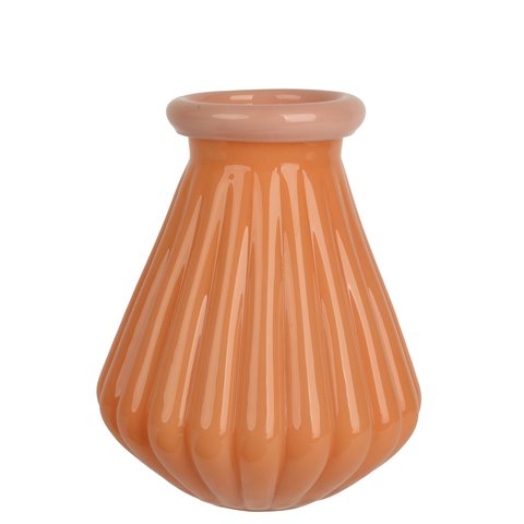 Vase Glass Scalloped Orange