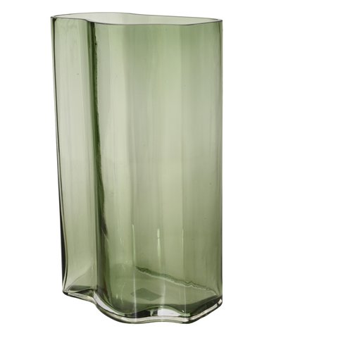 Vase Glass Irregular Shape Green