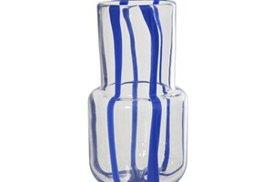 Vase Glass Clear With Stripes